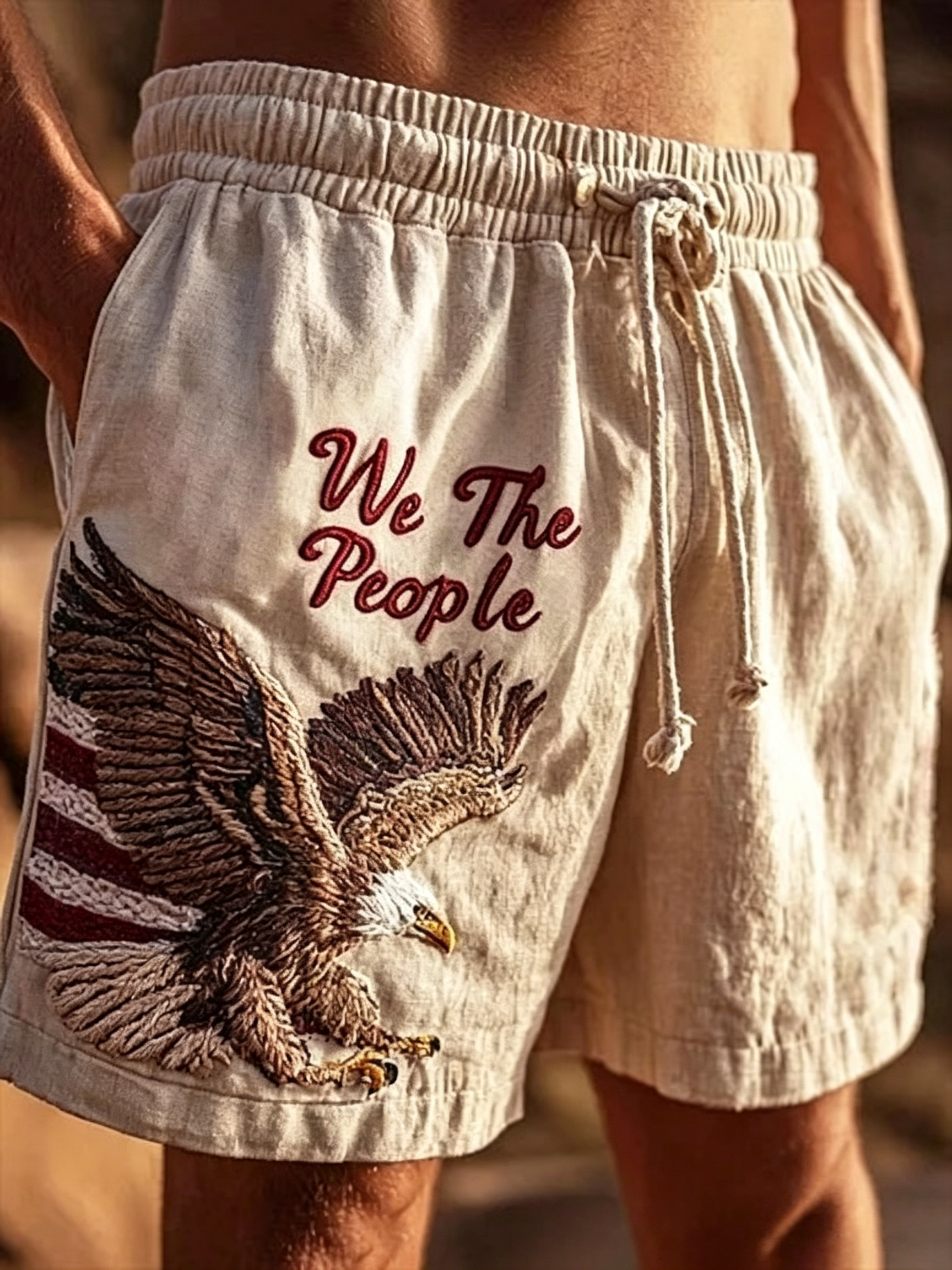Dark Grunge Vintage USA 1776-2026 Print Men’s Elastic Waist Shorts