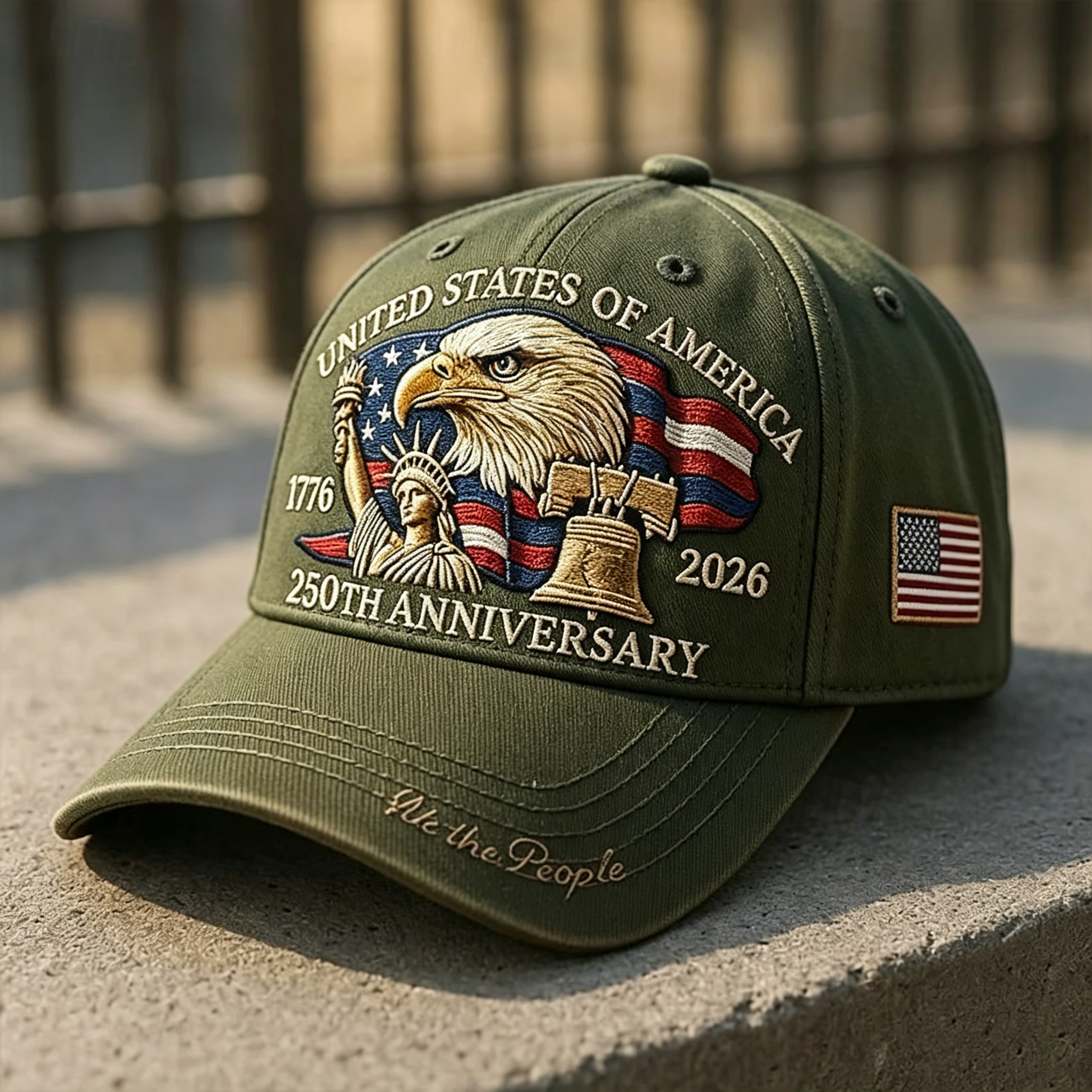 Men’s Patriotic 250th Anniversary USA Eagle & Liberty Embroidered Baseball Cap