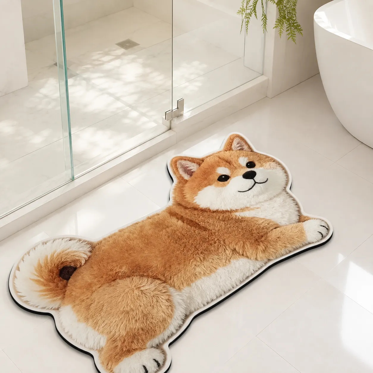 Shiba Inu pet-shaped quick-dry diatomaceous floor mat