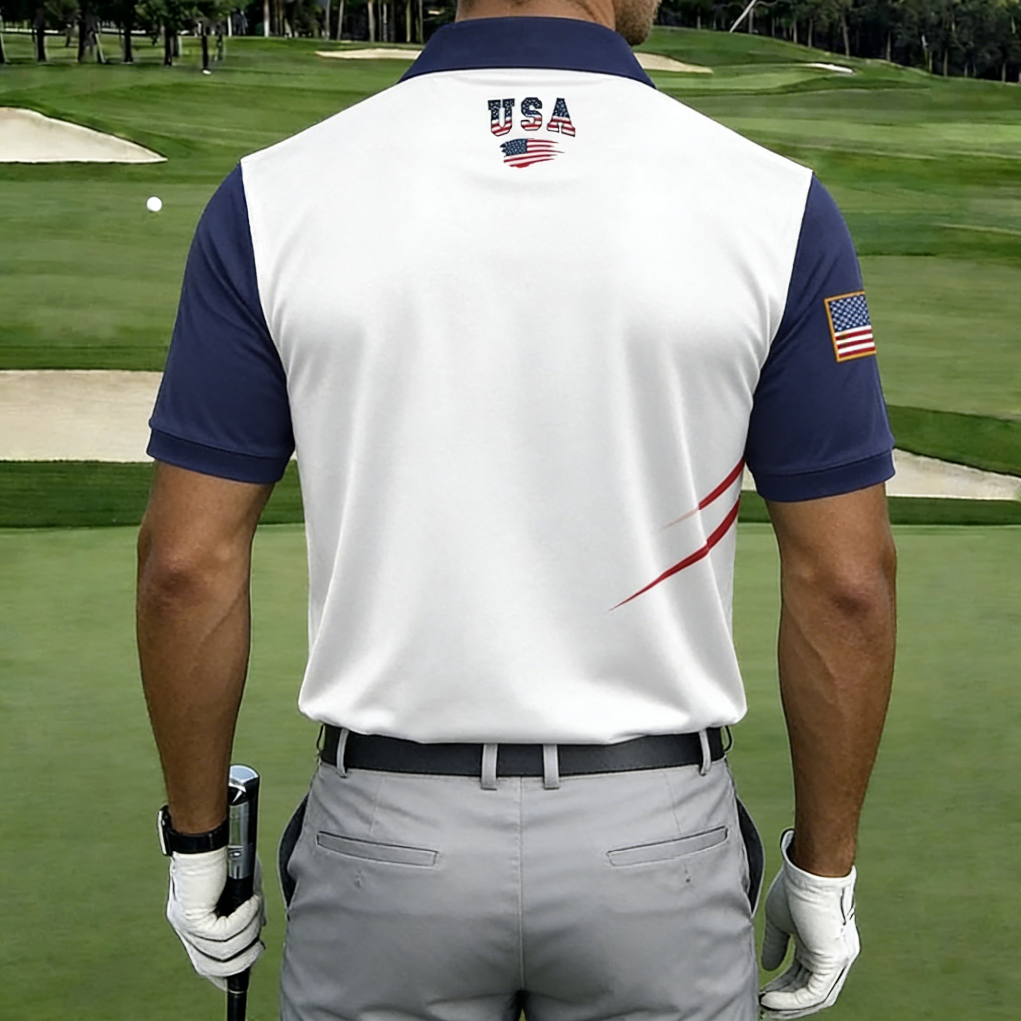 US 250th Anniversary Print Men's Golf Polo Shirt