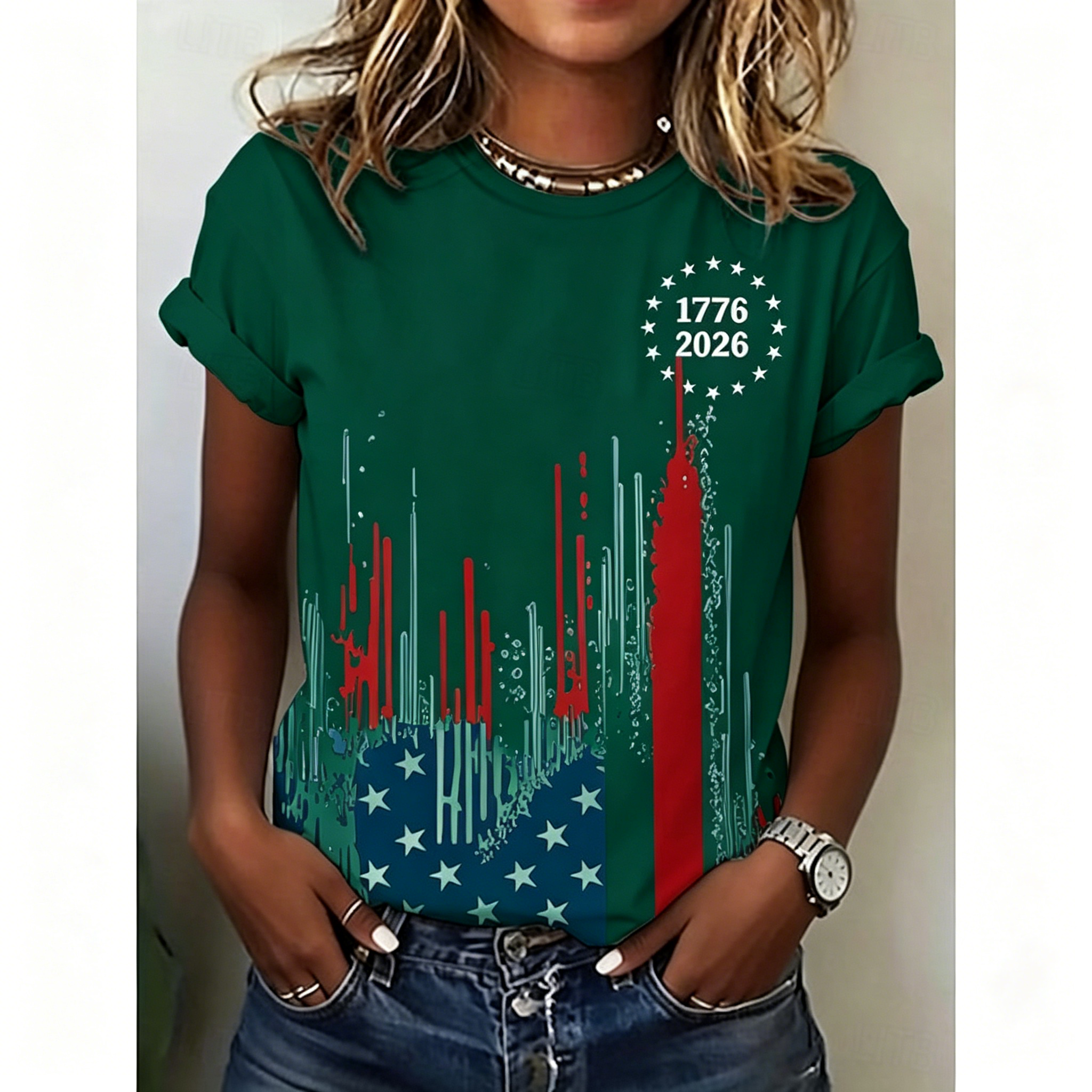 Versatile Crew Neck Patriotic T-Shirt, From Casual Days to Holiday Events