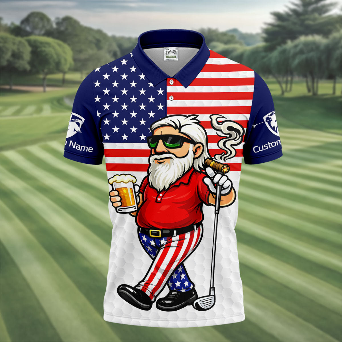 My Drinking Team Has A Golfing Problem Patriotic Man Golf And Beer 250 Years 4th Of July Golf Shirts For Men