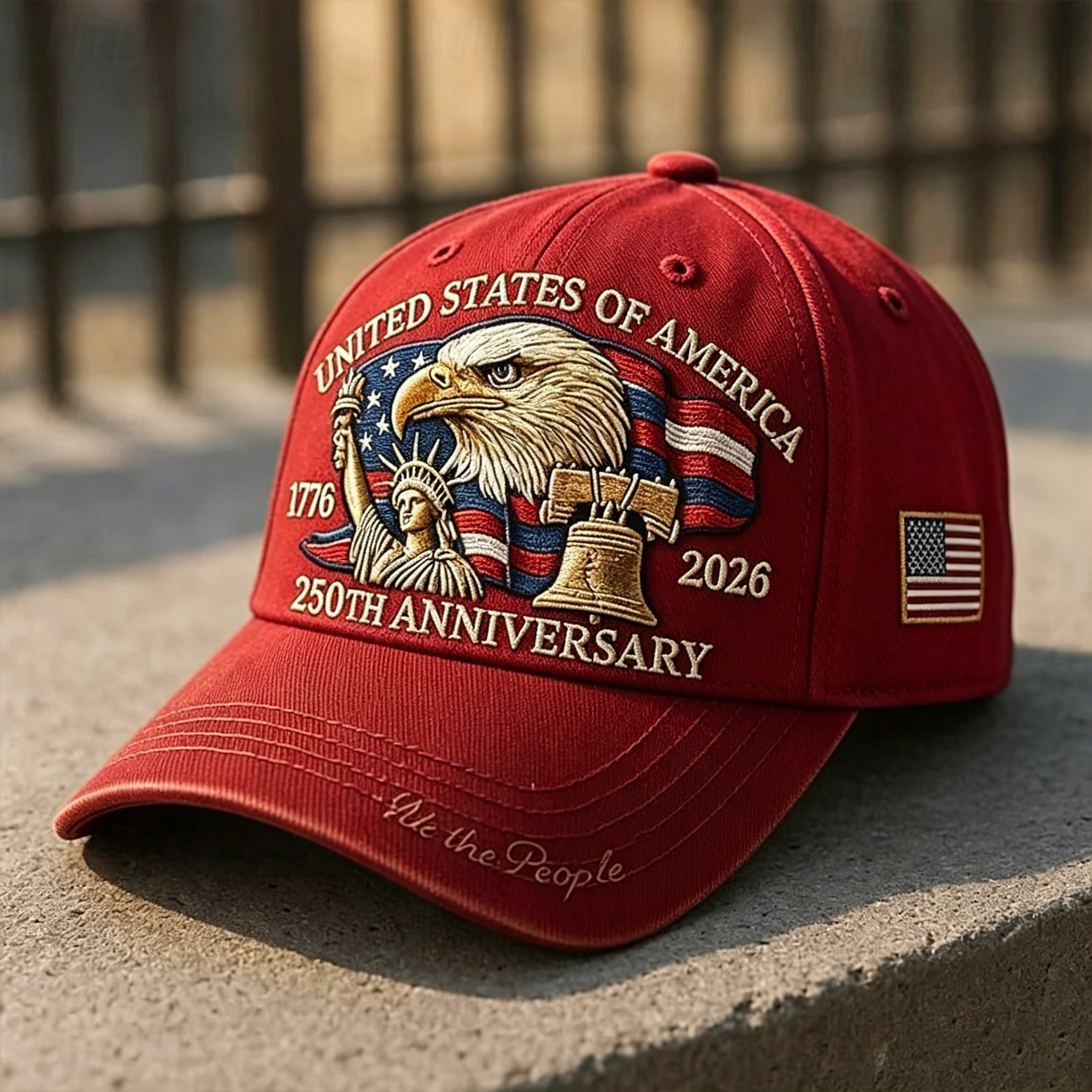 Men’s Patriotic 250th Anniversary USA Eagle & Liberty Embroidered Baseball Cap