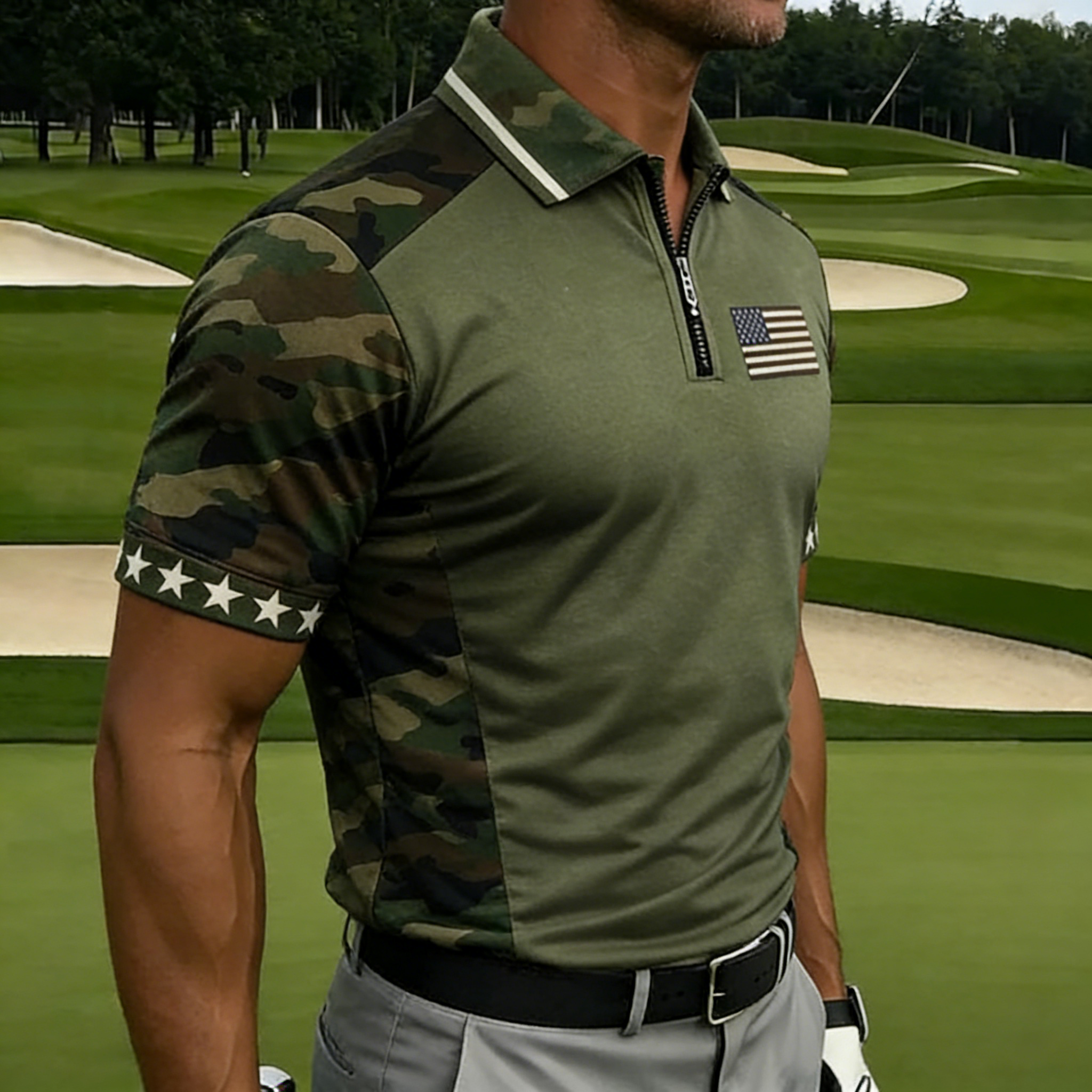 Men's Retro 250th Anniversary of the United States Independence Day Cross Print Polo Shirt