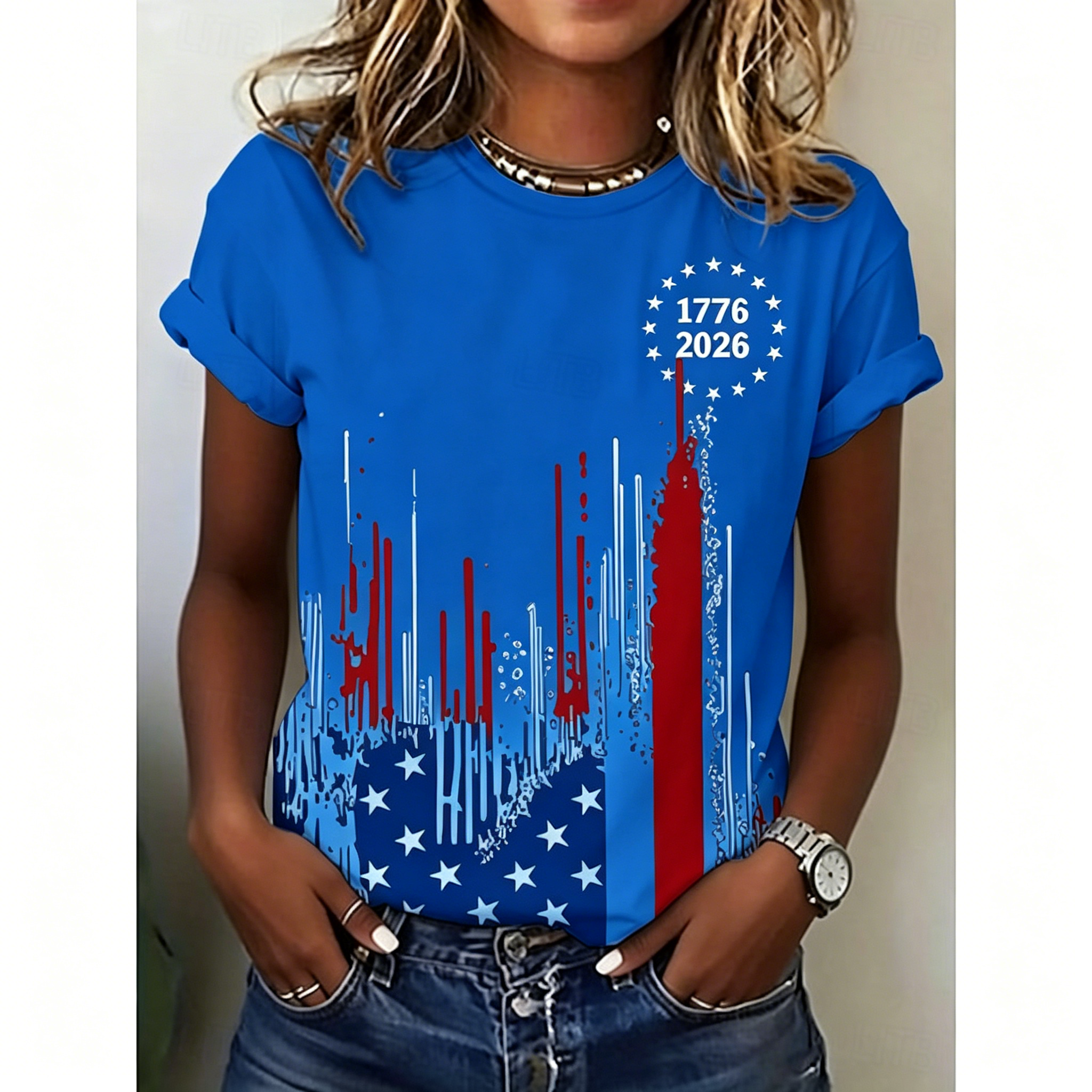 Versatile Crew Neck Patriotic T-Shirt, From Casual Days to Holiday Events