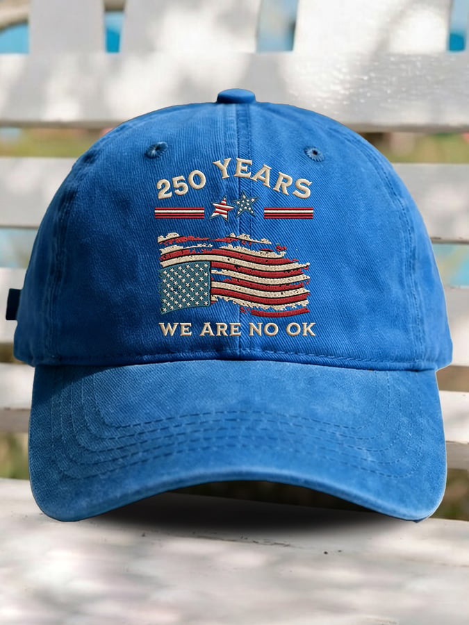 Retro USA 250th Anniversary We Are Not Ok Print Baseball Cap