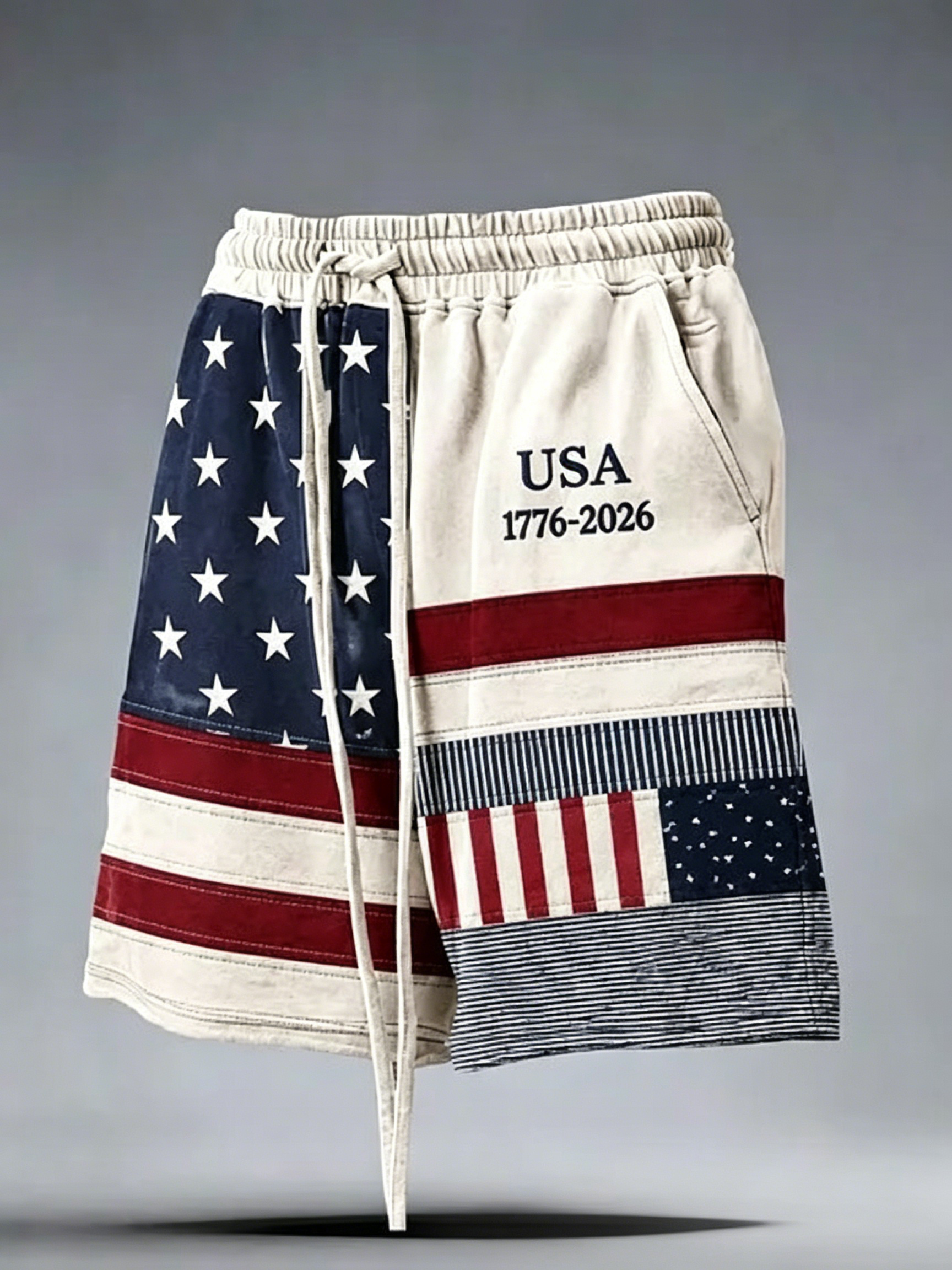 Camo American Flag Eagle Patchwork Men’s Outdoor Fishing Casual Shorts
