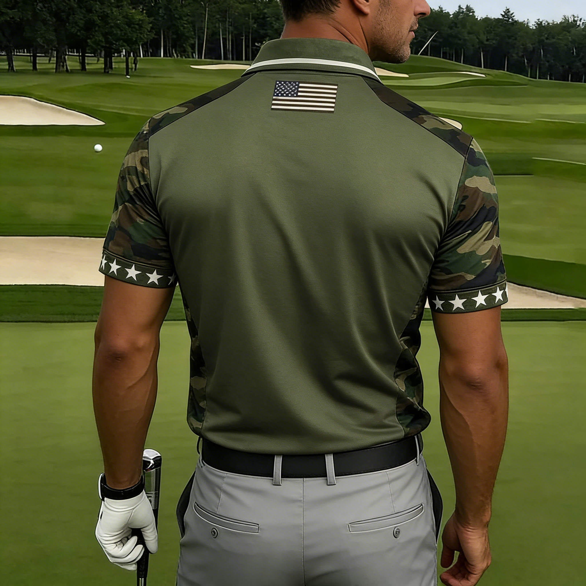 Men's Retro 250th Anniversary of the United States Independence Day Cross Print Polo Shirt