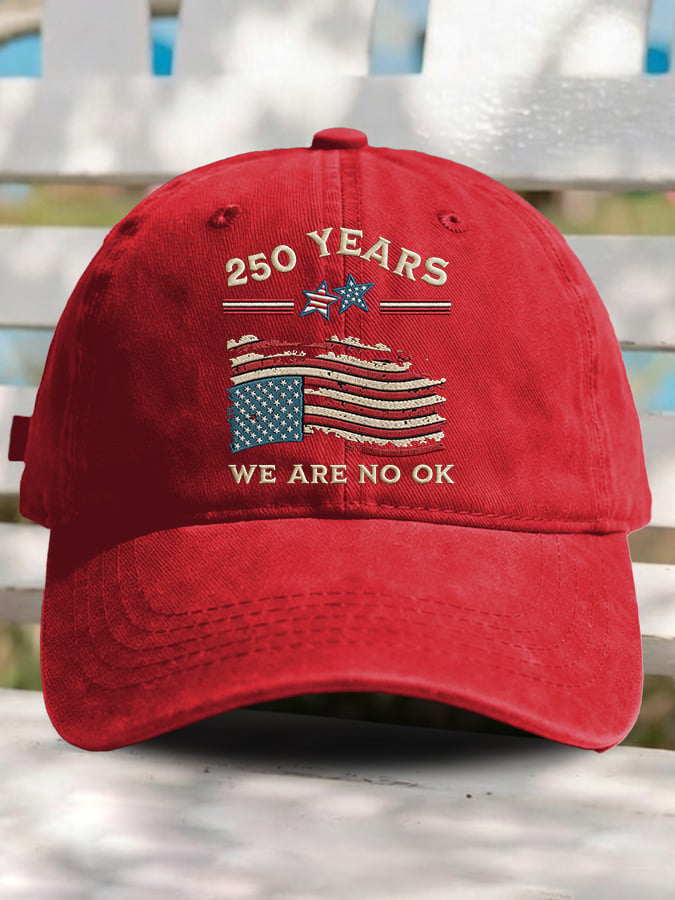 Retro USA 250th Anniversary We Are Not Ok Print Baseball Cap