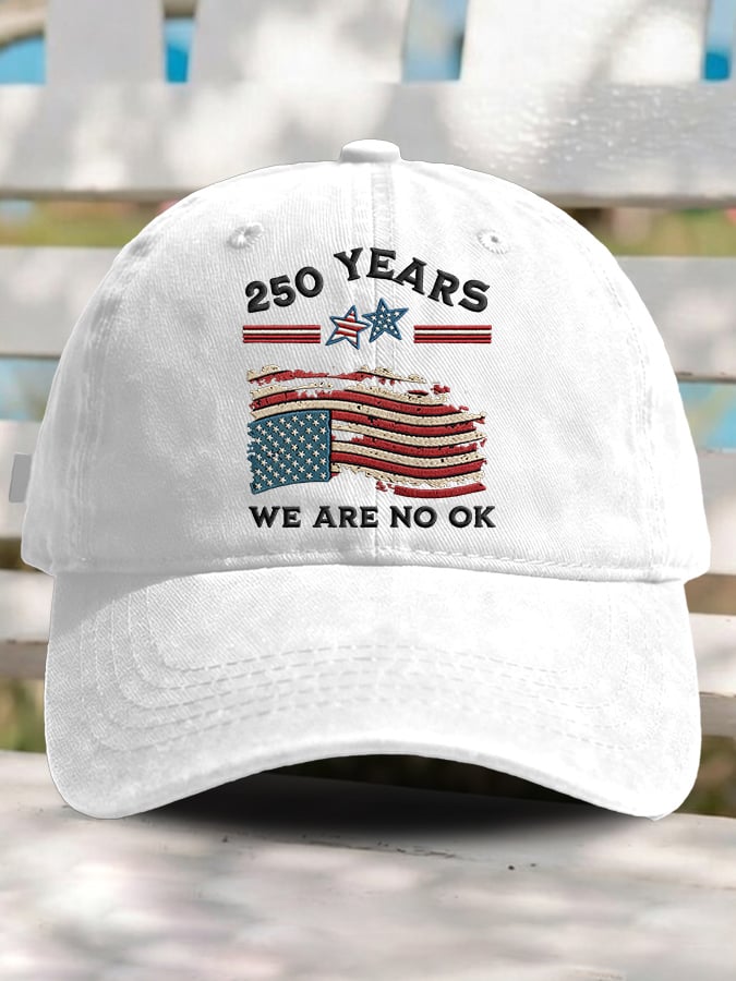 Retro USA 250th Anniversary We Are Not Ok Print Baseball Cap