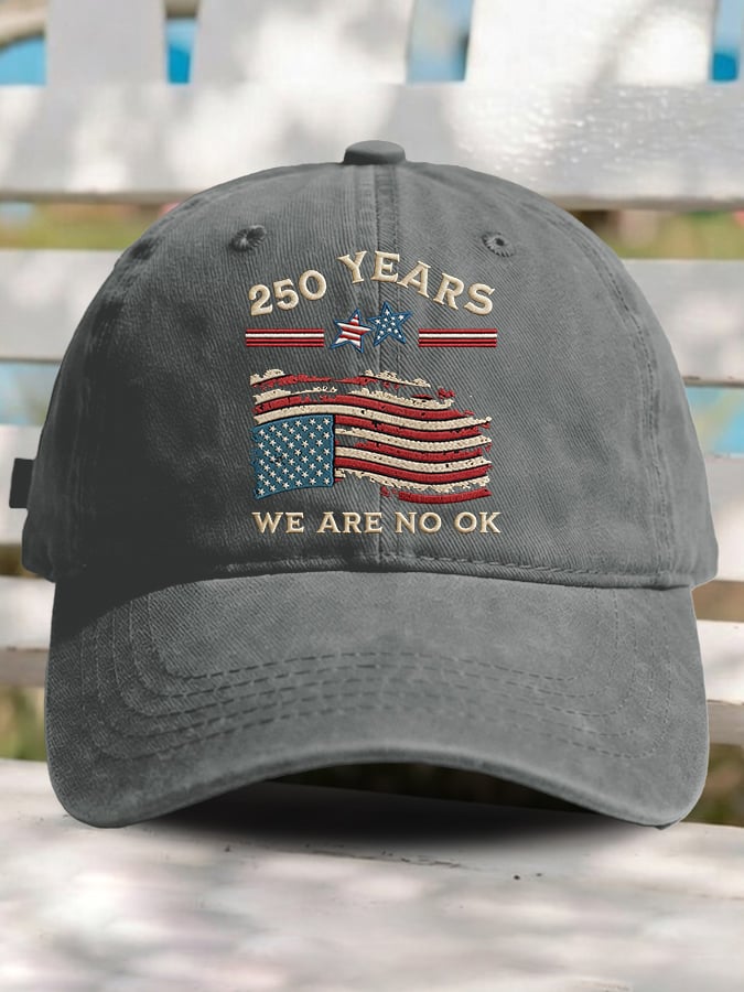 Retro USA 250th Anniversary We Are Not Ok Print Baseball Cap