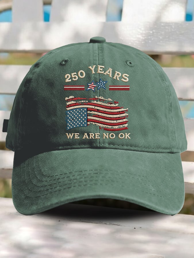 Retro USA 250th Anniversary We Are Not Ok Print Baseball Cap