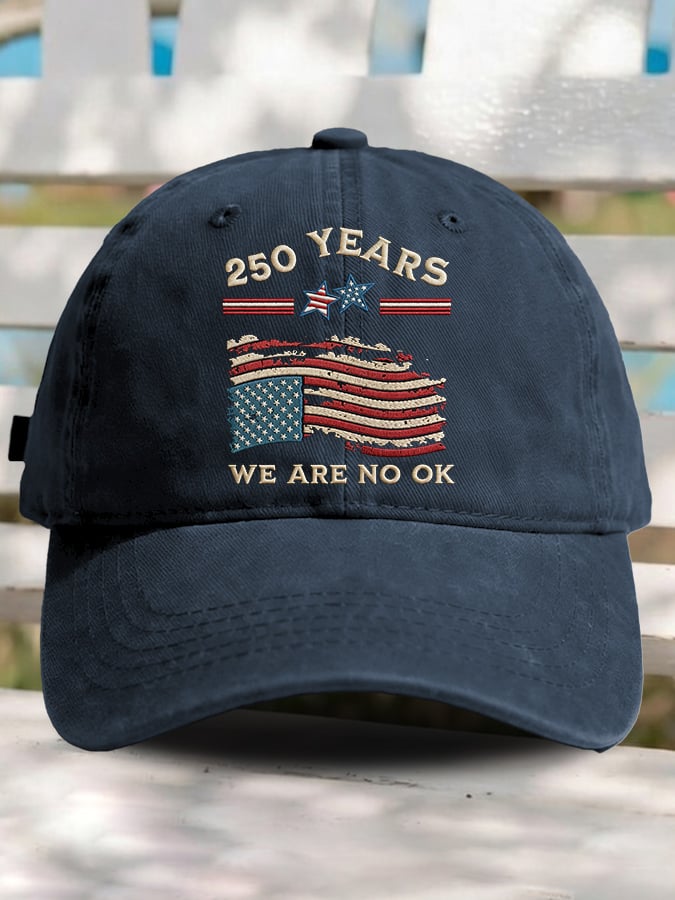 Retro USA 250th Anniversary We Are Not Ok Print Baseball Cap