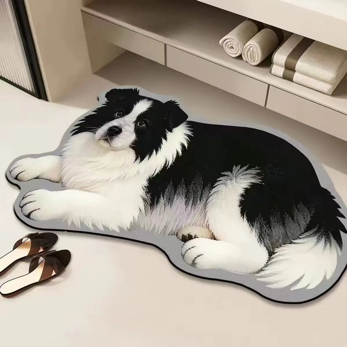 Border Collie pet-shaped quick-dry diatomaceous floor mat