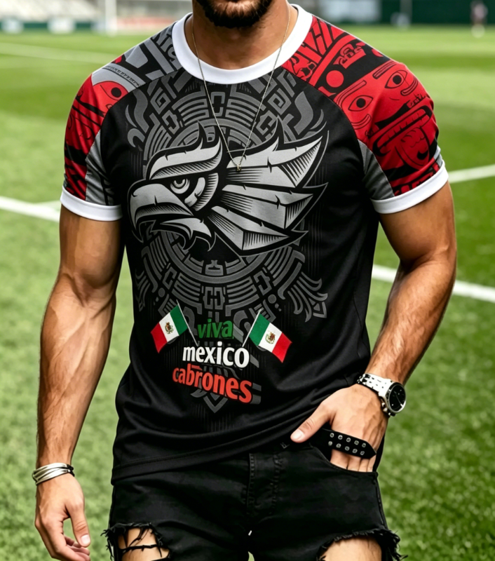 Men's Mexico Aztec Eagle Football Fan Short Sleeve T-Shirt