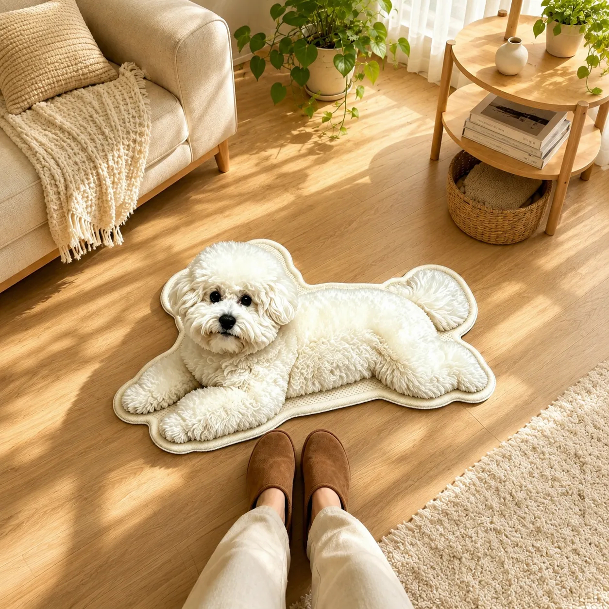 Bichon Frise pet-shaped quick-dry diatomaceous floor mat