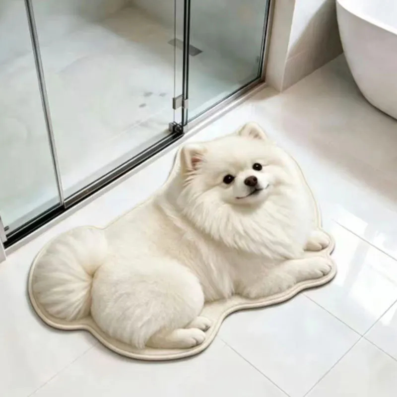 Pomeranian pet-shaped quick-dry diatomaceous floor mat