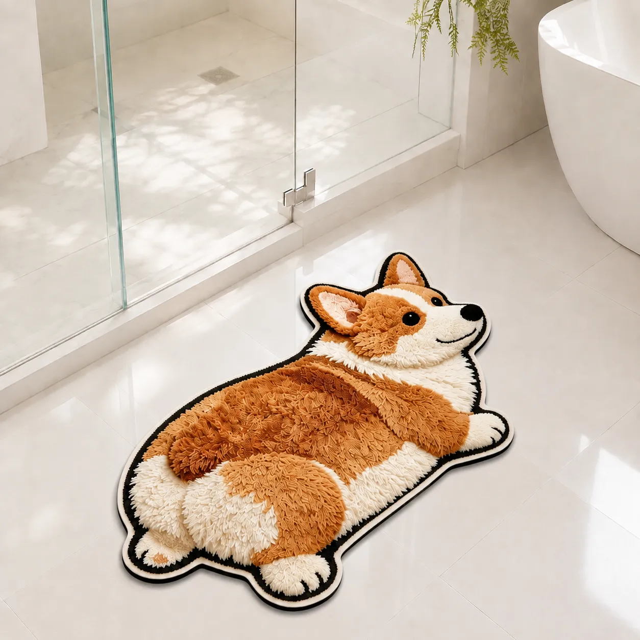 Corgi pet-shaped quick-dry diatomaceous floor mat
