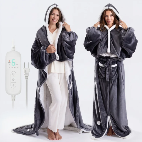 🎄Christmas Flash Sale! Up To 70% Off🔥Heated Wearable Hooded Blanket Robe, Warm & Cozy Winter Gift