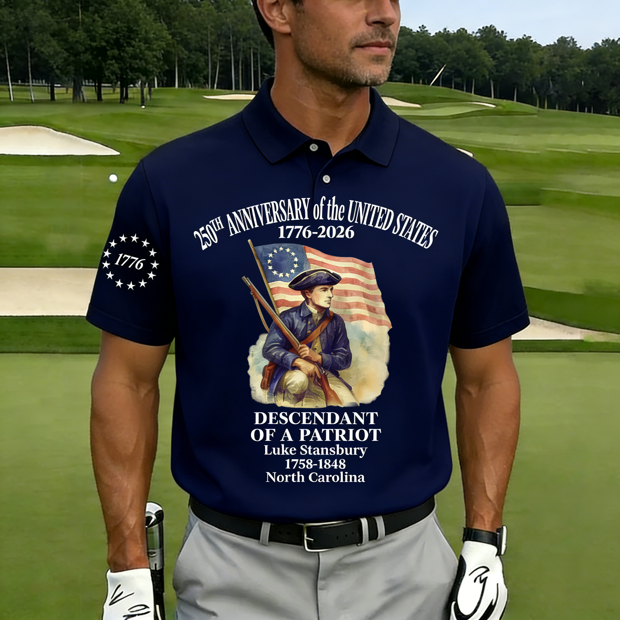 Men's 250th Anniversary of United States Independence Day Revolutionary War Commemorative Polo Shirt
