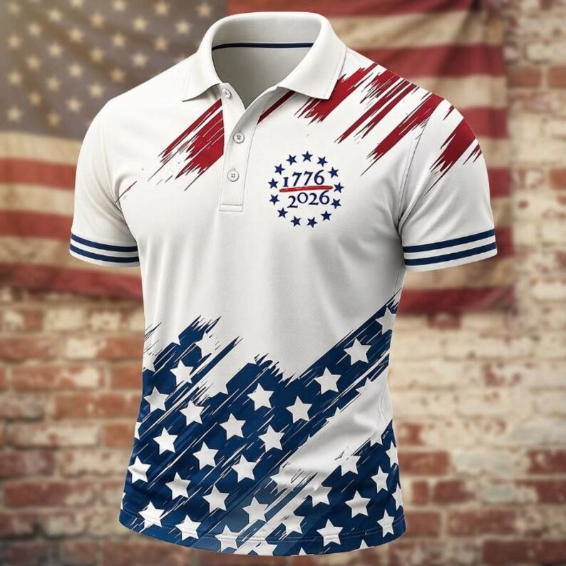 USA 250th Anniversary Polo Shirt, Patriotic 1776–2026 American Flag Polo, 4th of July Shirt, USA Pride Golf Shirt, Veteran Gift for Dad
