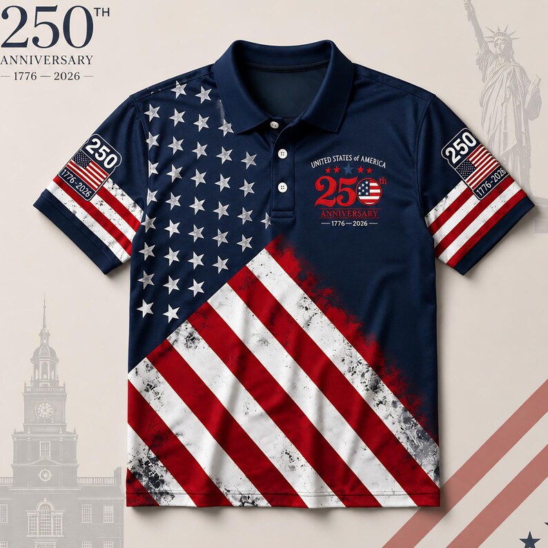 USA 250th Anniversary Polo Shirt 1776–2026, Patriotic American Flag Golf Shirt for Men Women, Gift for Dad, Husband For Independence Day