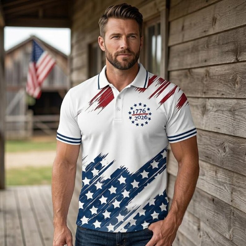 USA 250th Anniversary Polo Shirt, Patriotic 1776–2026 American Flag Polo, 4th of July Shirt, USA Pride Golf Shirt, Veteran Gift for Dad