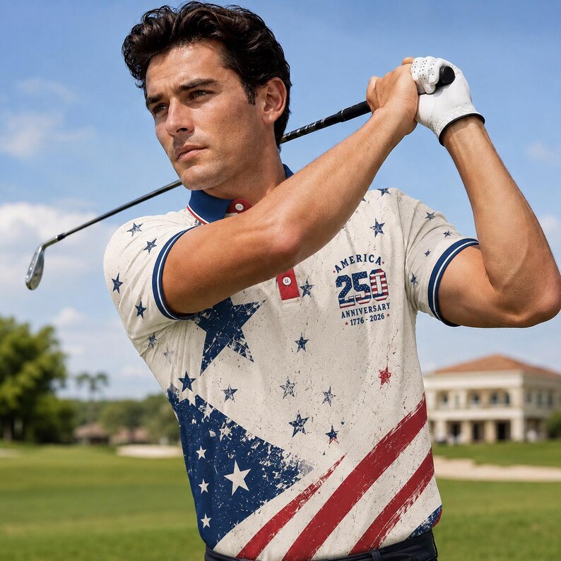 USA 250th Anniversary Golf Polo Shirt, American Flag Golf Shirt, American 1776–2026 Golf Shirt, Patriotic Golf Shirt, 4th Of July Polo Shirt