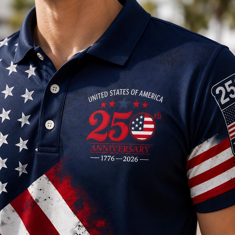 USA 250th Anniversary Polo Shirt 1776–2026, Patriotic American Flag Golf Shirt for Men Women, Gift for Dad, Husband For Independence Day