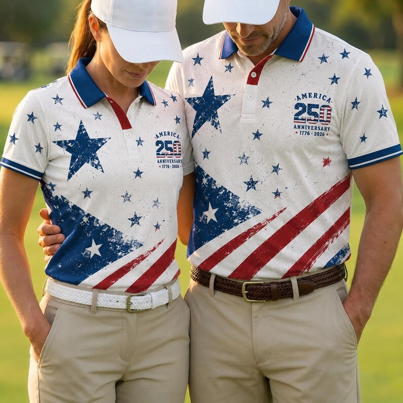 USA 250th Anniversary Golf Polo Shirt, American Flag Golf Shirt, American 1776–2026 Golf Shirt, Patriotic Golf Shirt, 4th Of July Polo Shirt