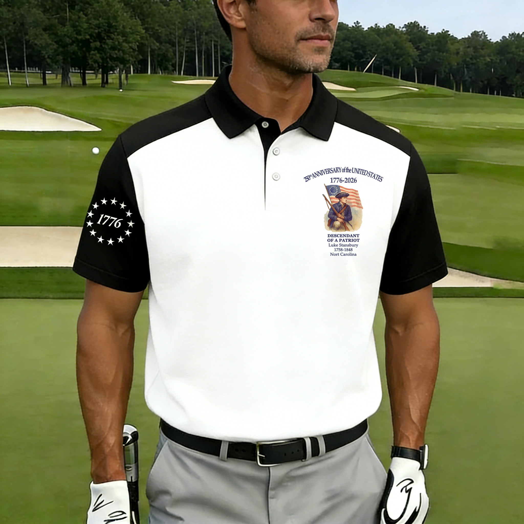 Men's Vintage 250th US Independence Day Descendant of a Patriot Polo Shirt