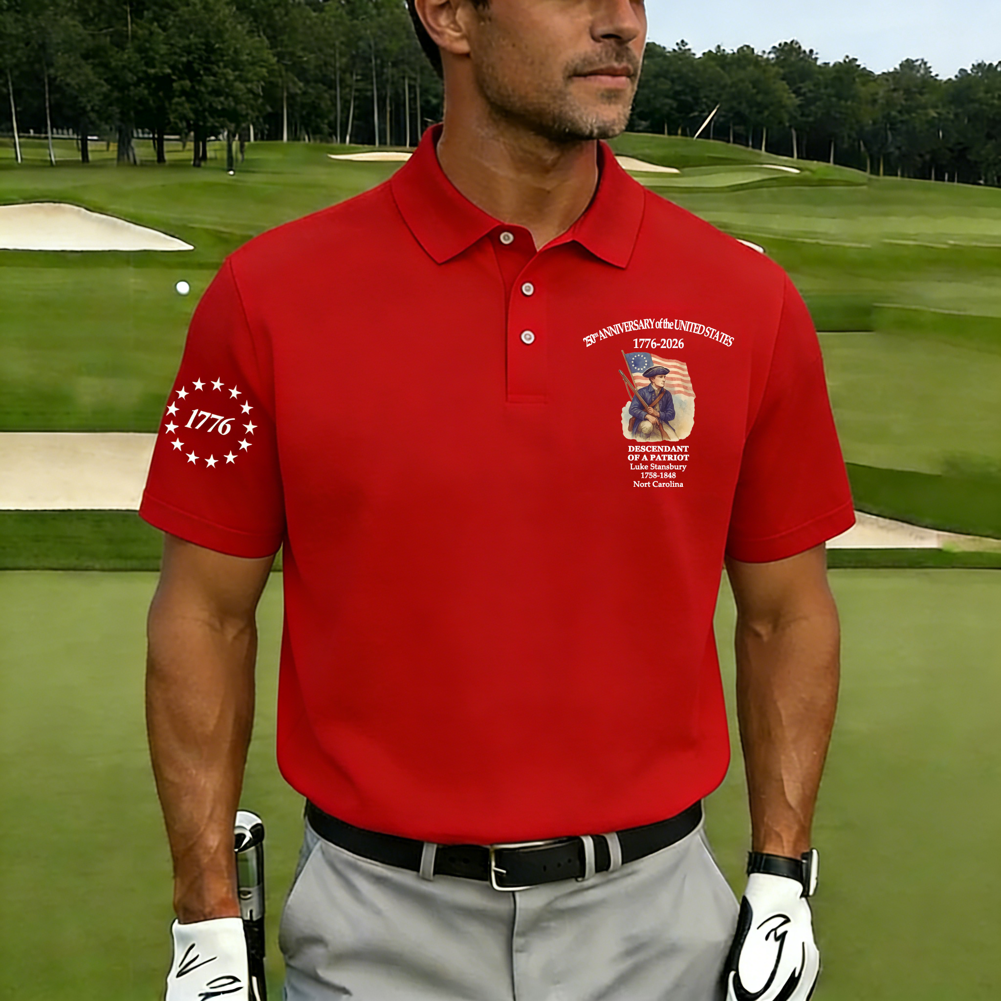 Men's Vintage 250th US Independence Day Descendant of a Patriot Polo Shirt