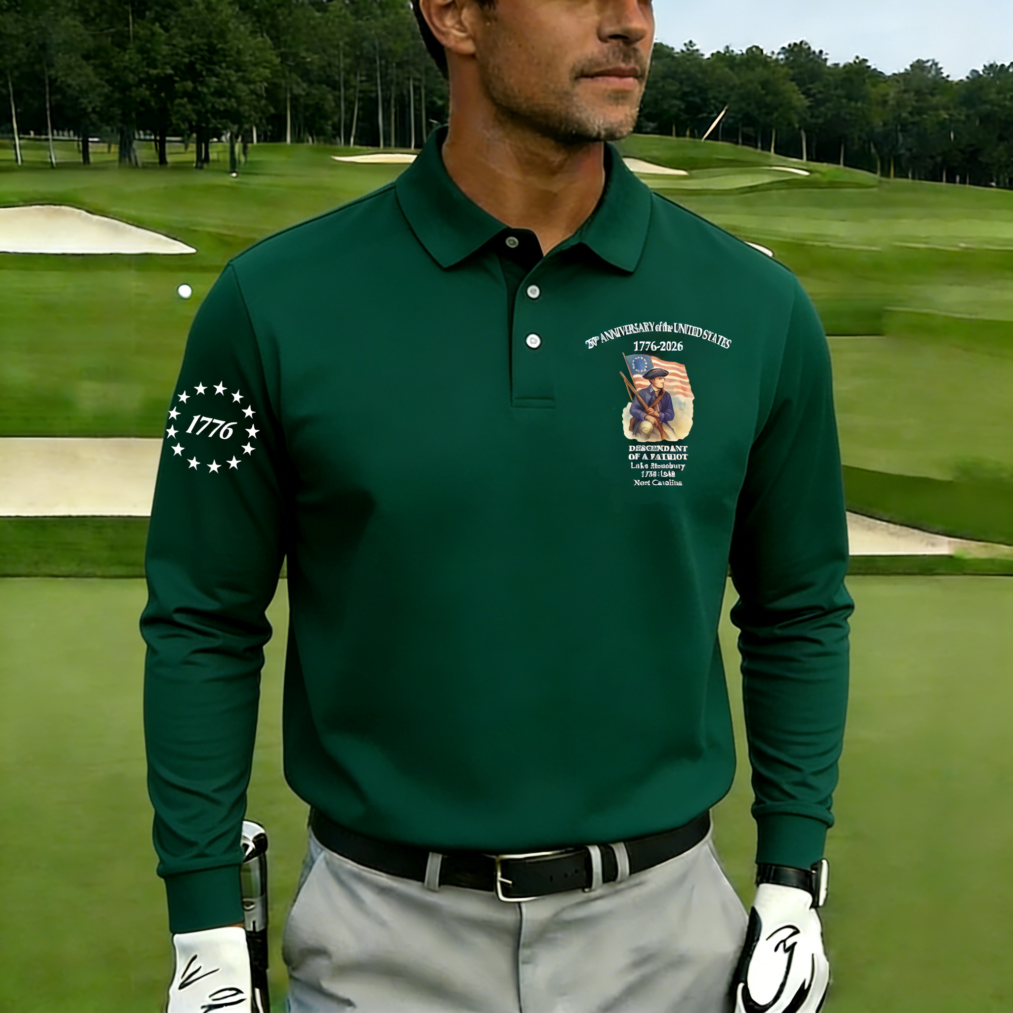 Men's Vintage 250th US Independence Day Descendant of a Patriot Polo Shirt