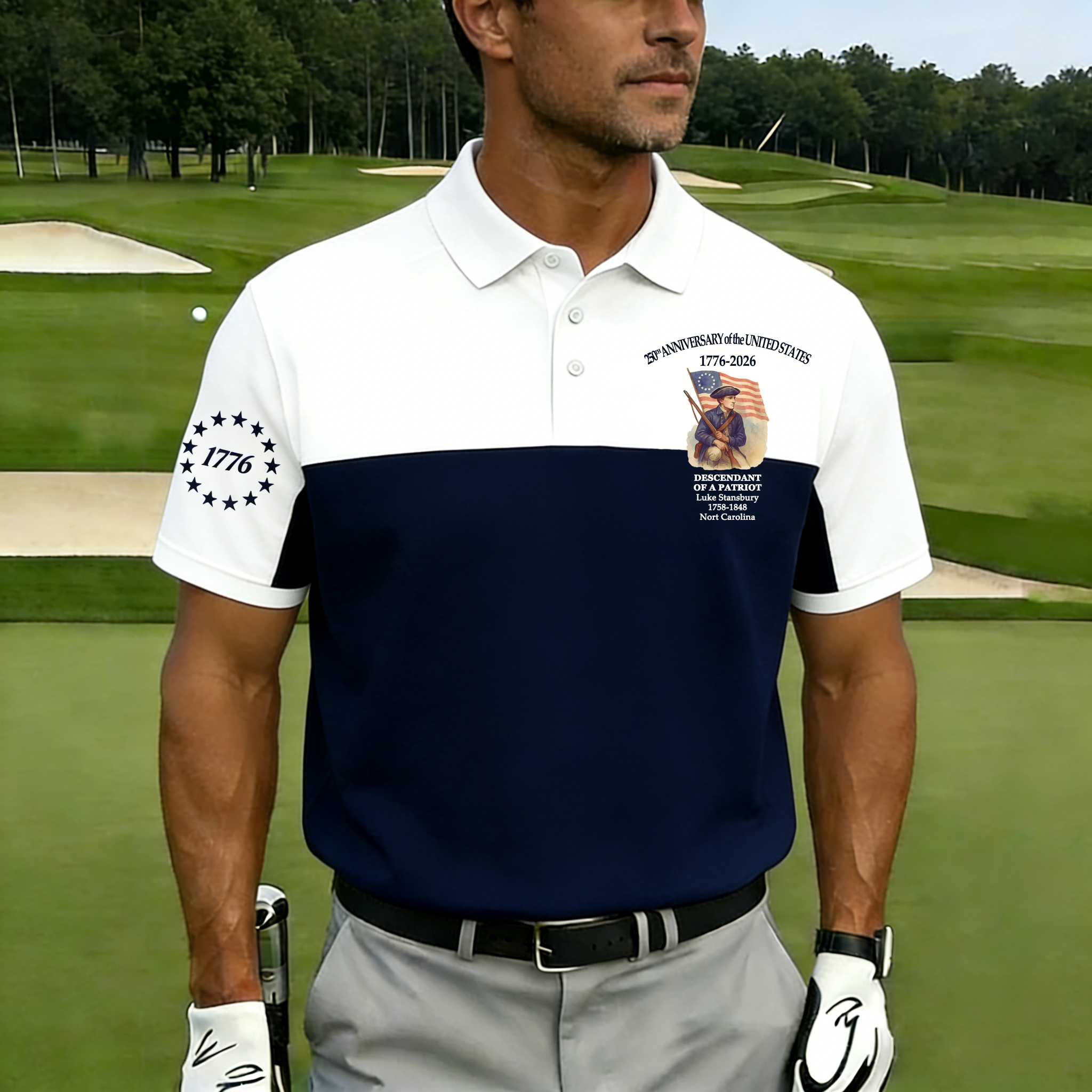 Men's Vintage 250th US Independence Day Descendant of a Patriot Polo Shirt