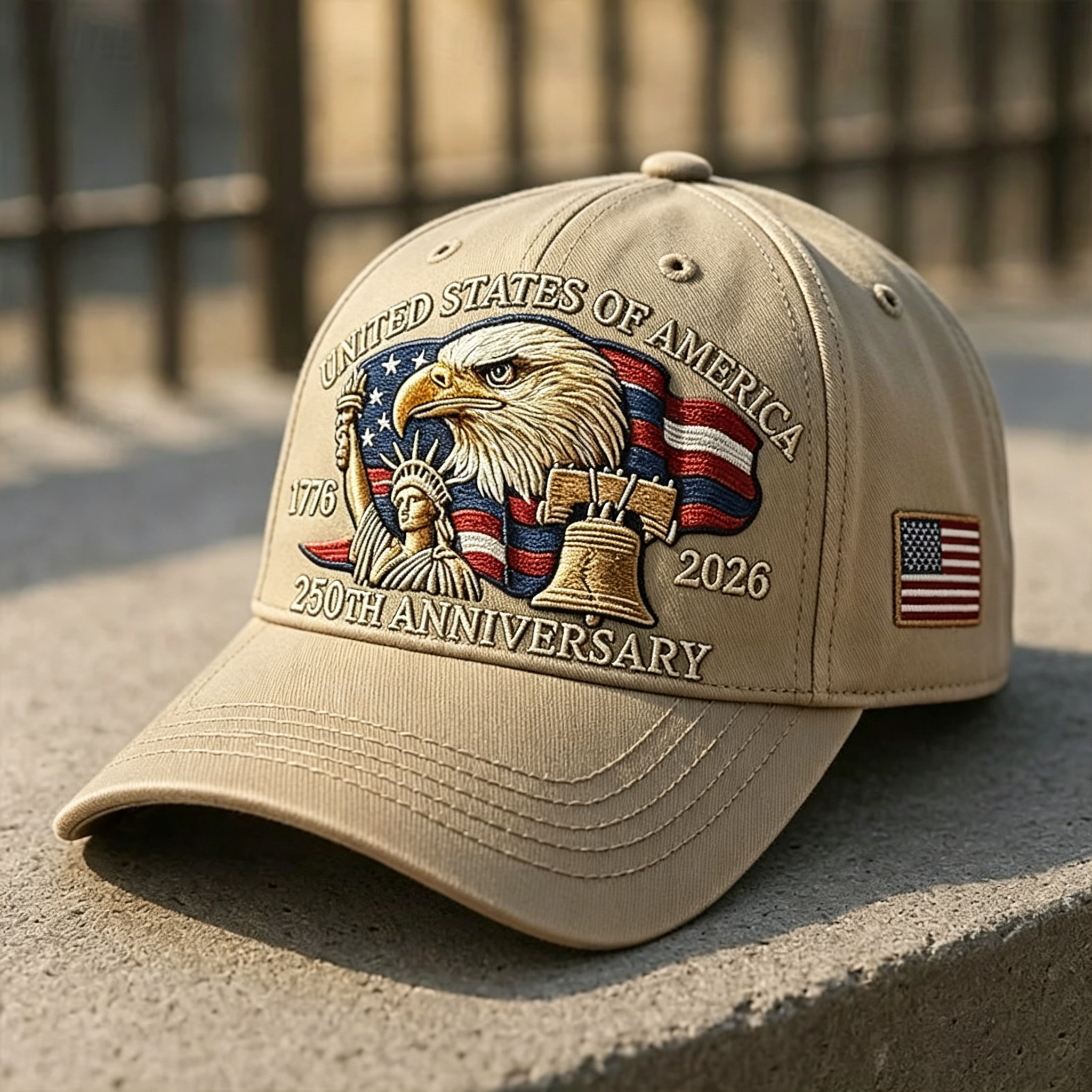 Men’s Patriotic 250th Anniversary USA Eagle & Liberty Embroidered Baseball Cap
