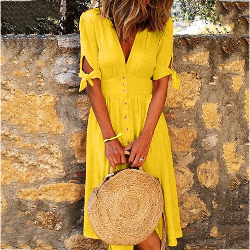 (S-5XL) Women's summer straight everyday long dresses with long sleeves