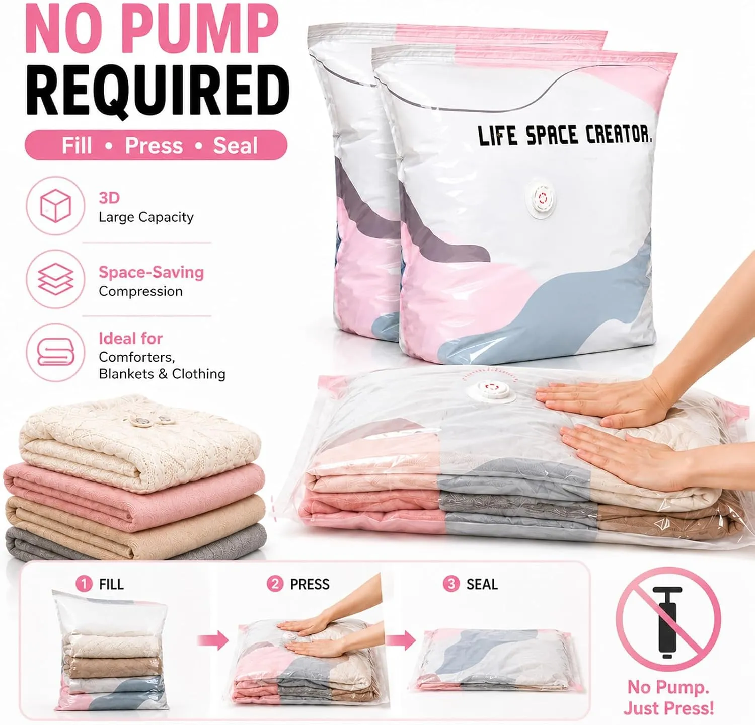 🔥Buy 6 Get 4 FREE🔥Large-Capacity No-Pump Vacuum Storage Bags