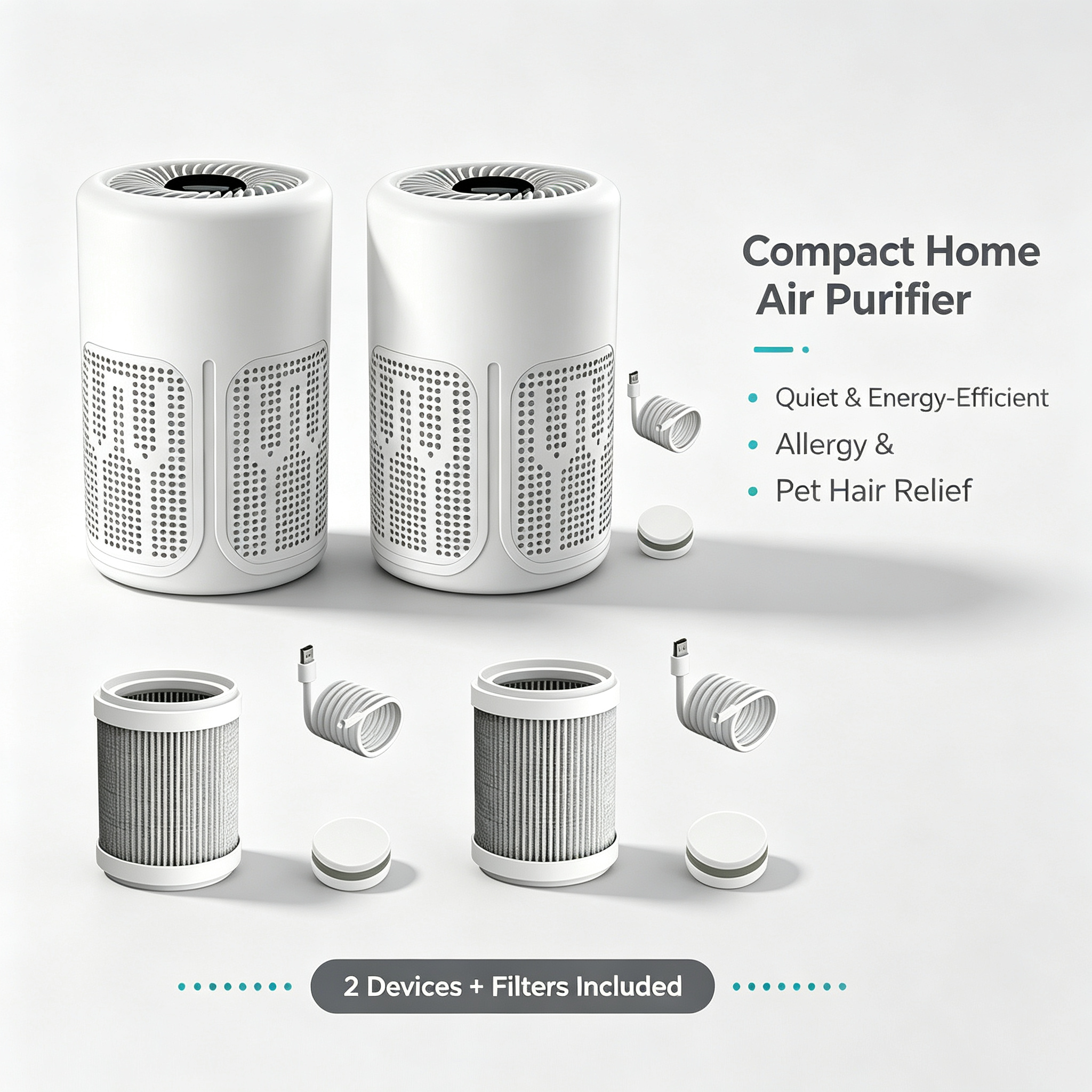 Compact Home Air Purifier – Quiet, Energy-Efficient for Allergy & Pet Hair