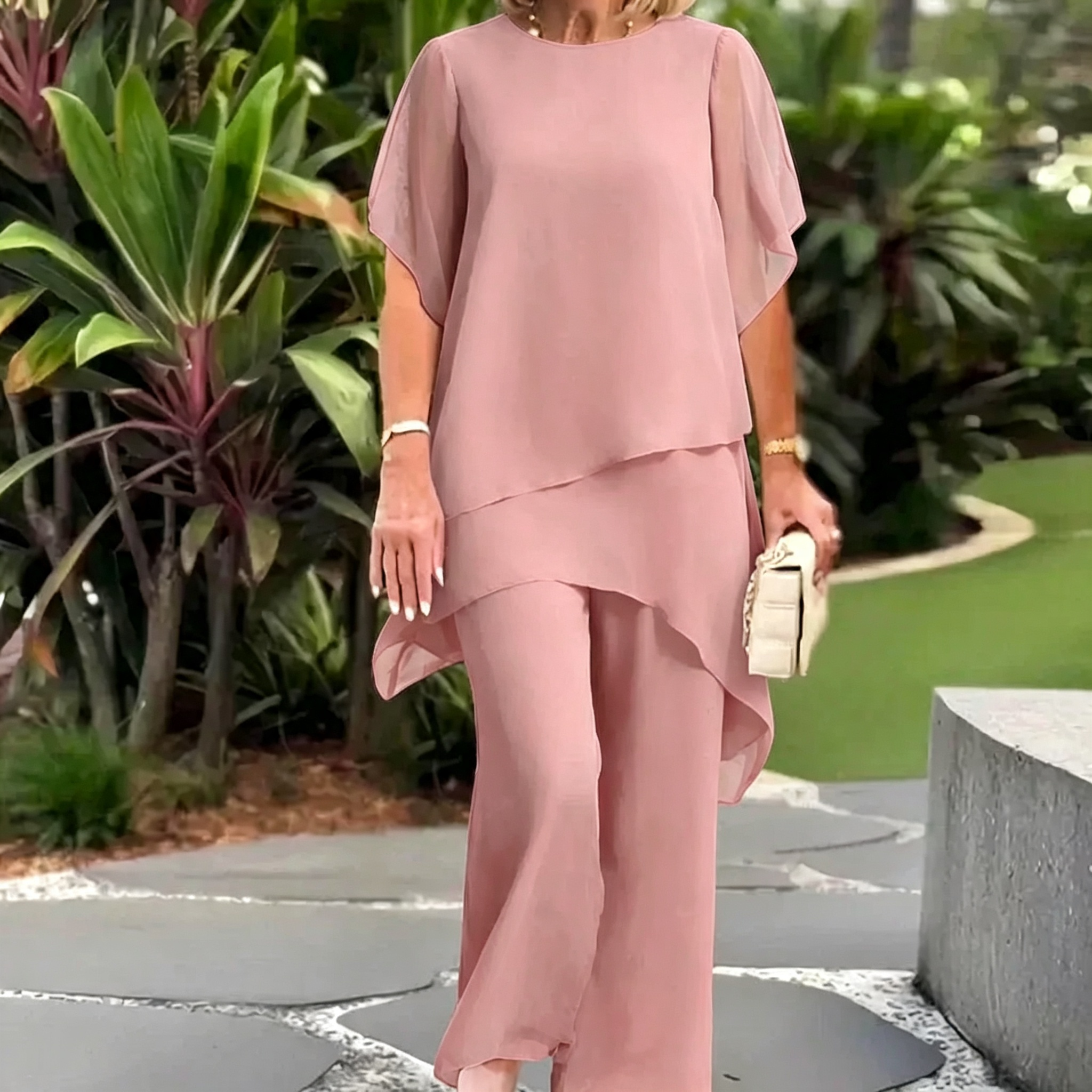 🔥Ad Final Day: 70% Off🔥Asymmetric Top & Wide Leg Pants Set