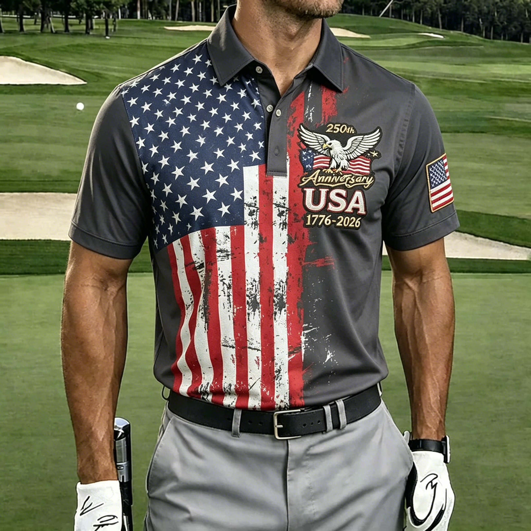 Men'S 250Th Anniversary Celebration Commemorative Printed Short Sleeve Shirt