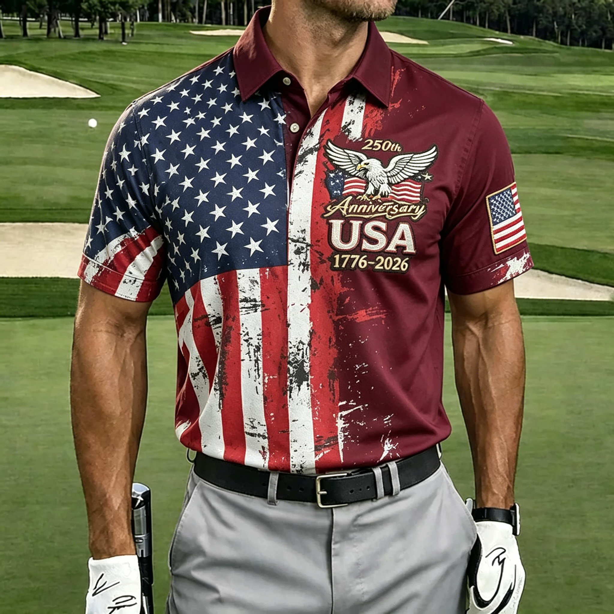 Men'S 250Th Anniversary Celebration Commemorative Printed Short Sleeve Shirt