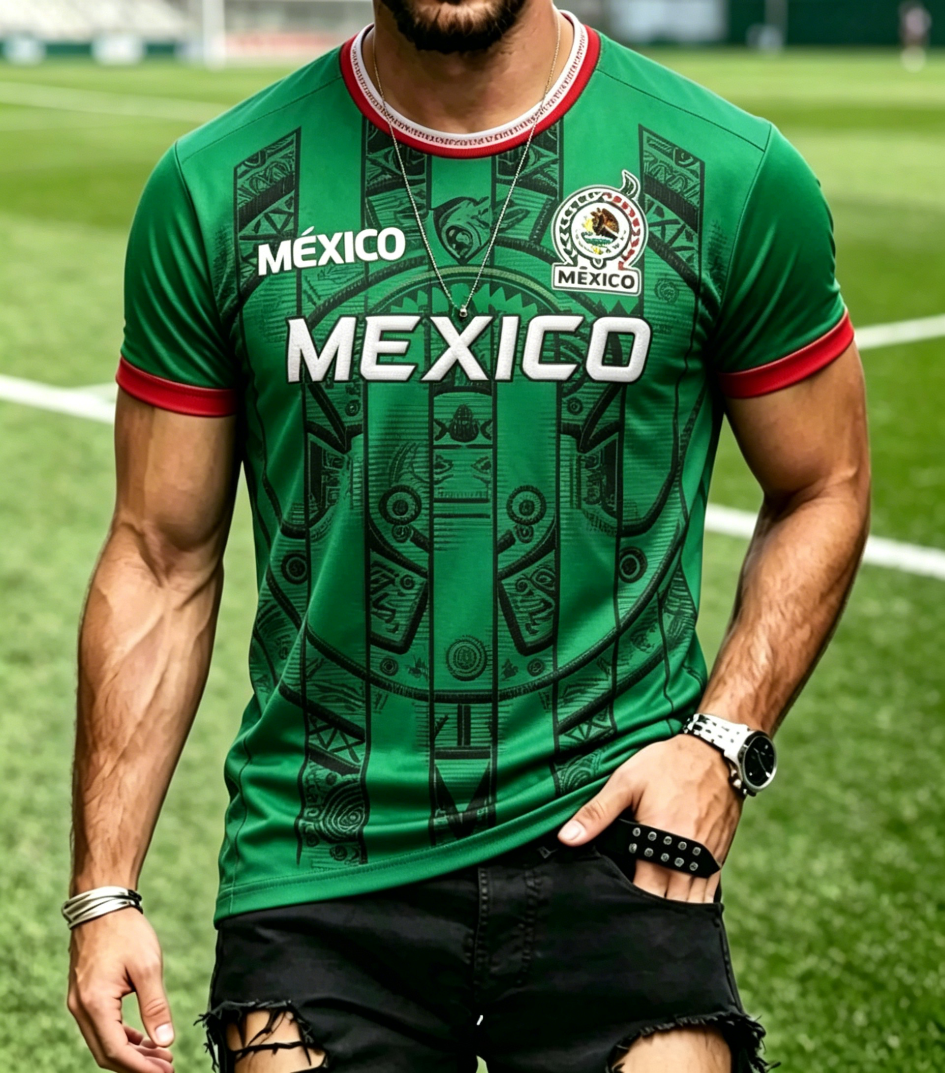 Mexico Aztec Maya Totem Short Sleeve Soccer Jersey