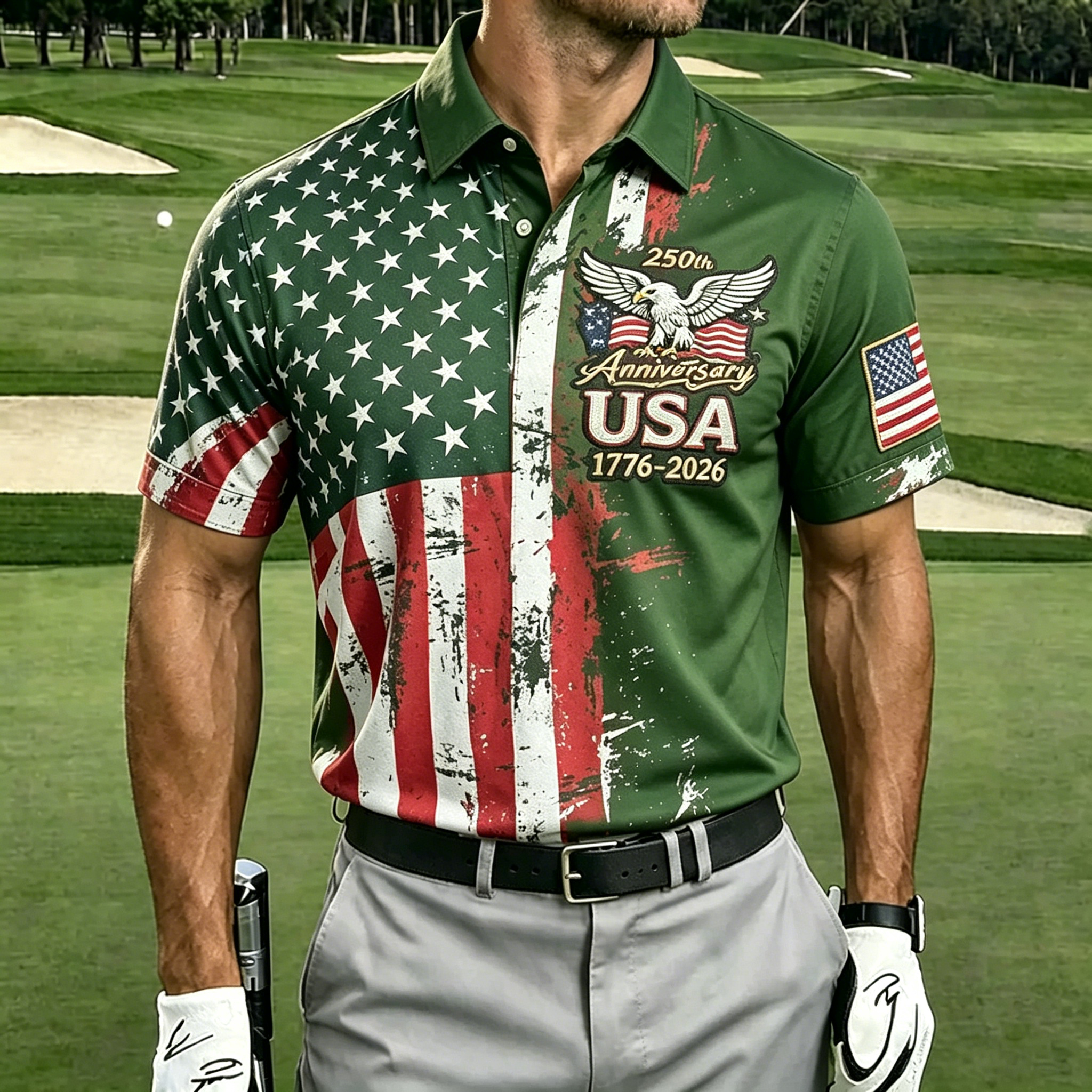 Men'S 250Th Anniversary Celebration Commemorative Printed Short Sleeve Shirt