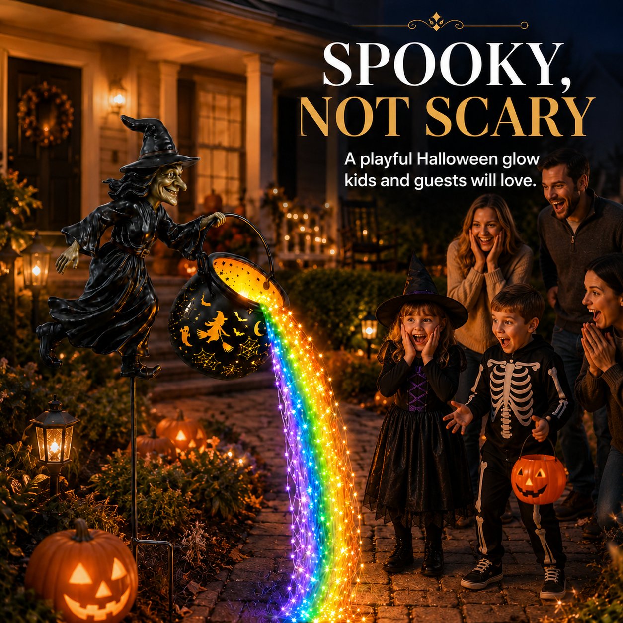 Halloween Witch Cauldron Garden Light