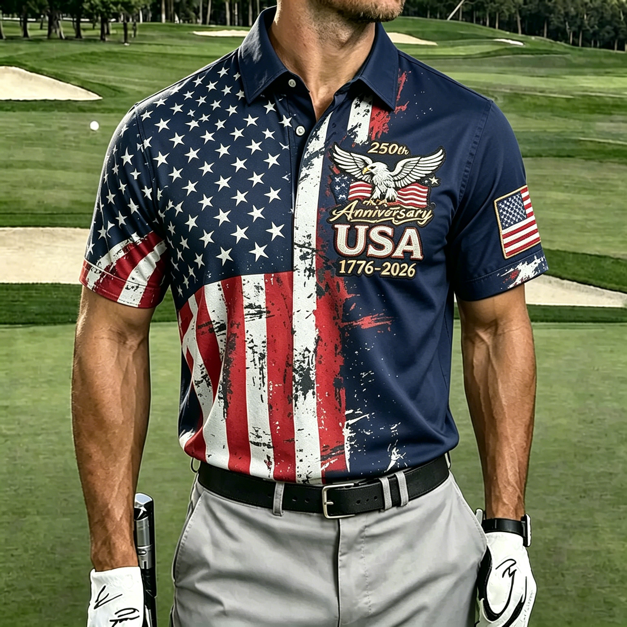 Men'S 250Th Anniversary Celebration Commemorative Printed Short Sleeve Shirt