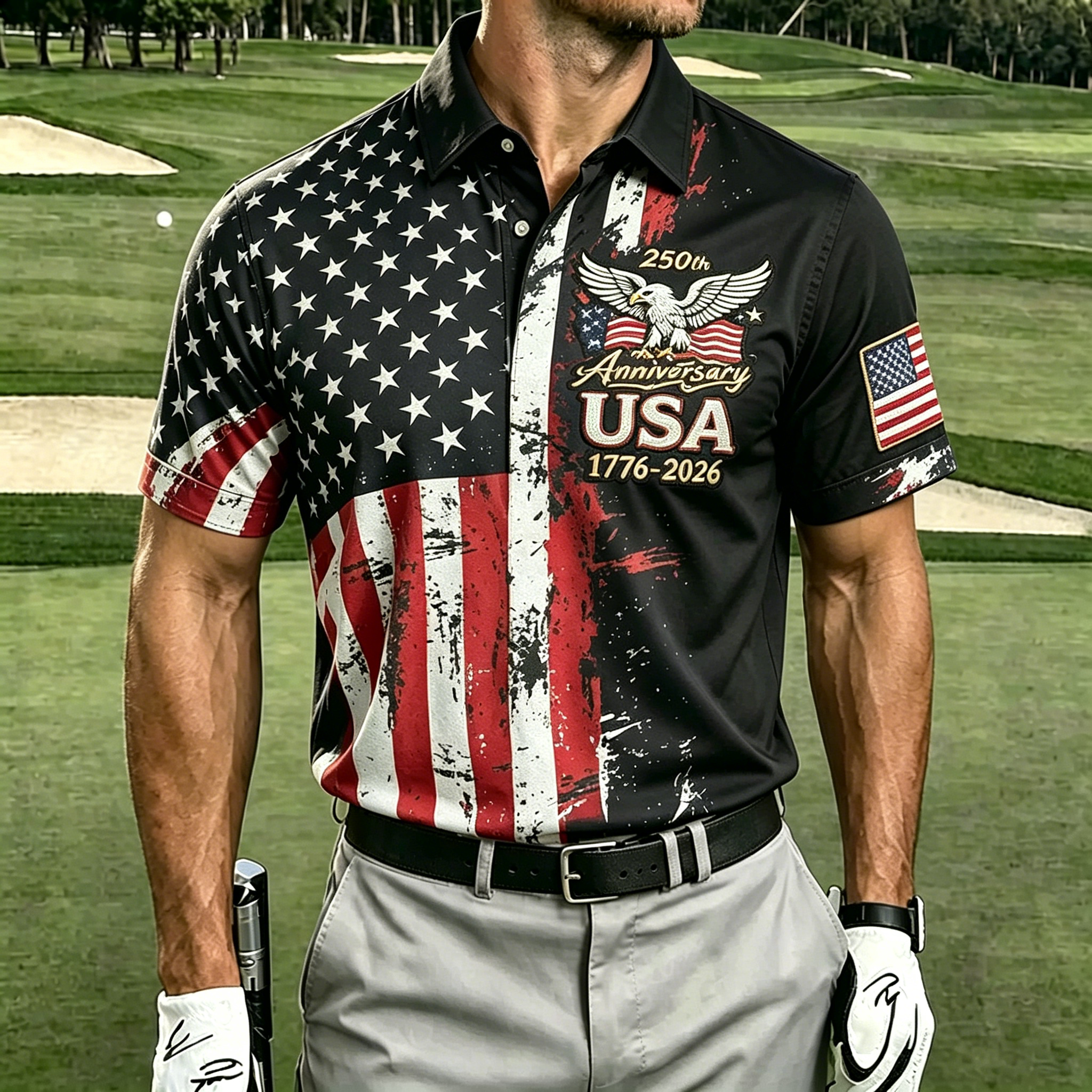 Men'S 250Th Anniversary Celebration Commemorative Printed Short Sleeve Shirt