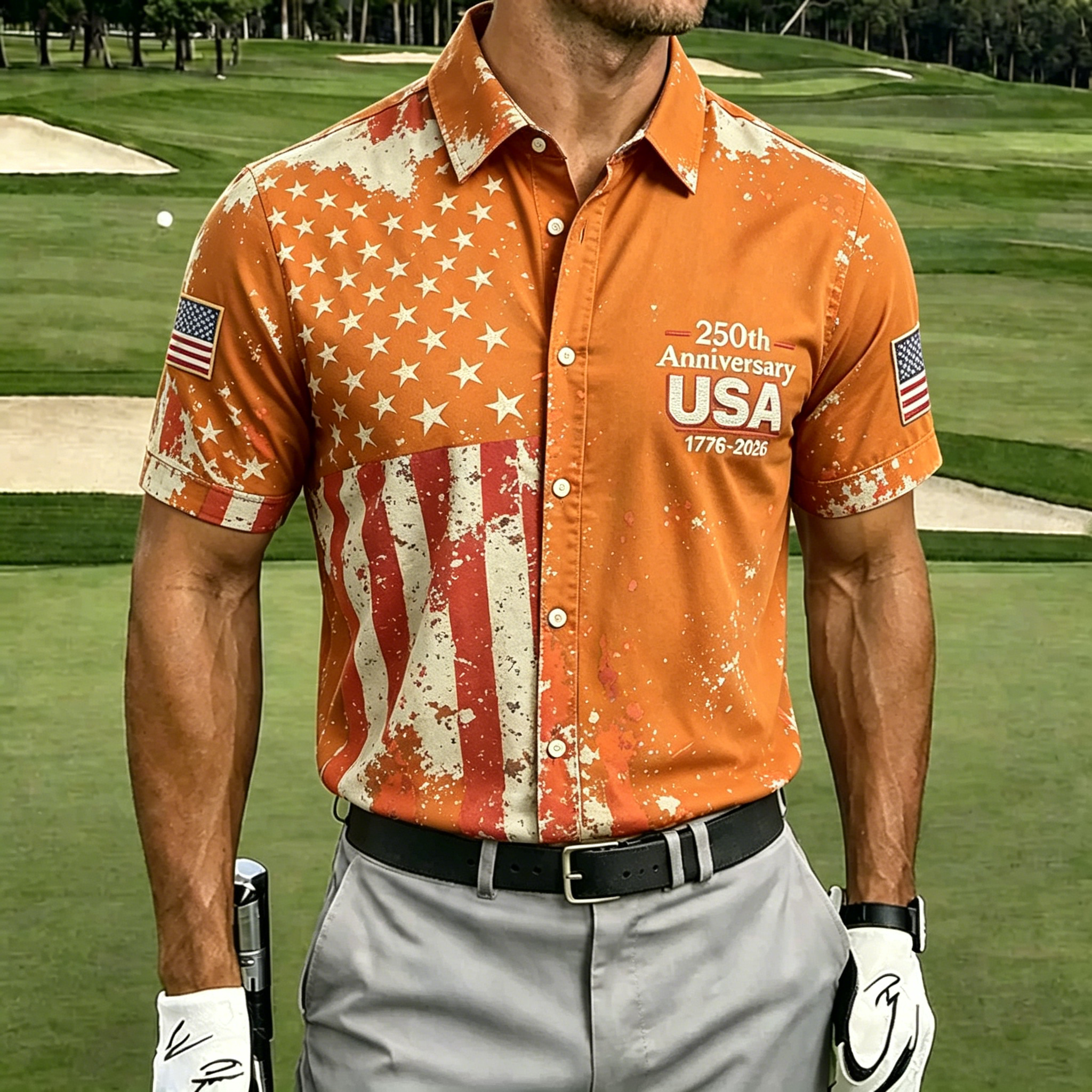 Men'S 250Th Anniversary Celebration Commemorative Printed Short Sleeve Shirt