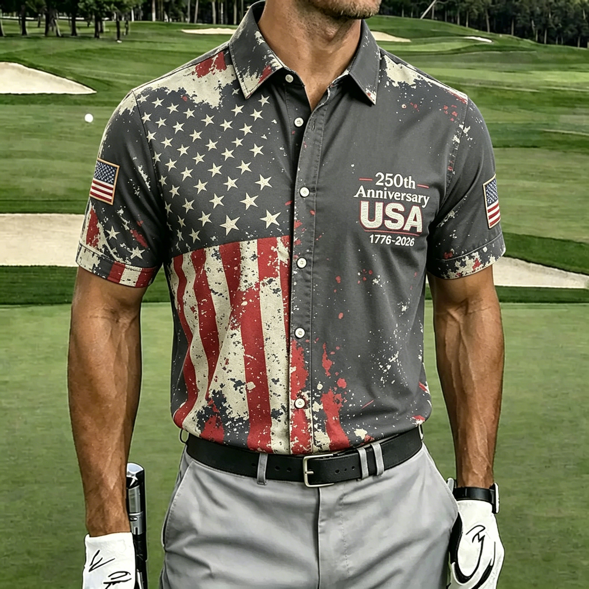 Men'S 250Th Anniversary Celebration Commemorative Printed Short Sleeve Shirt