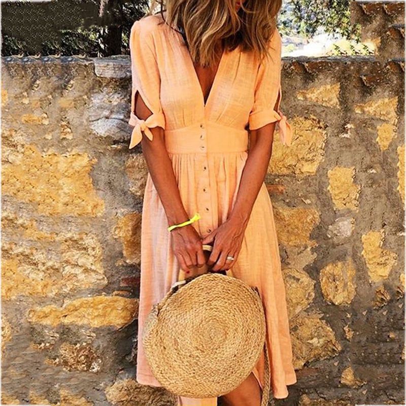 (S-5XL) Women's summer straight everyday long dresses with long sleeves