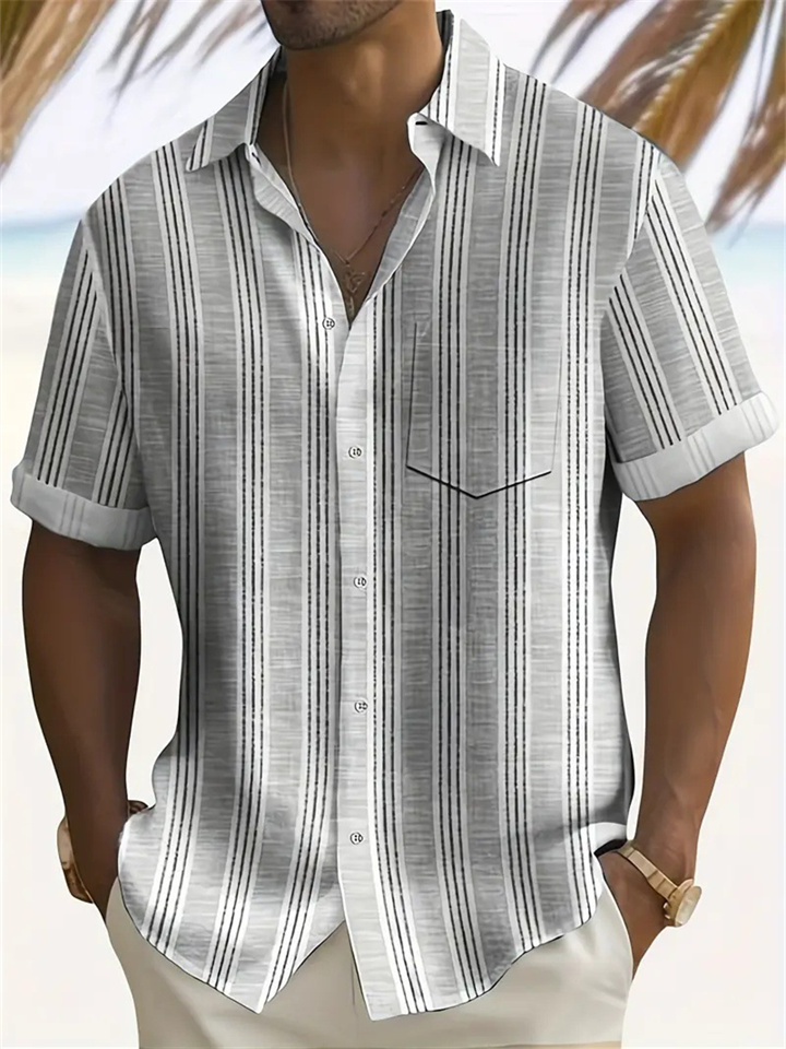 Artistic Bamboo Printed Collared Shirt, Great for Summer Outdoor Activities, Cruise Trips and Casual Night Occasions